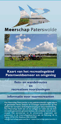 Recreatiekaart, fietskaart en wandelkaart Paterswoldse Meer en Hoornse Meer